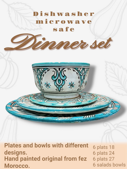 Luxury Moroccan Dinnerware Set – Handcrafted Traditional Pottery