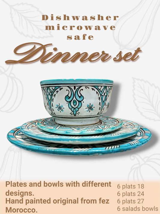 Luxury Moroccan Dinnerware Set – Handcrafted Traditional Pottery
