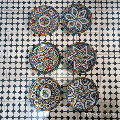 6 dinner plates multicolore dinner set ,handmade and hand painted