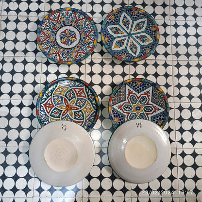 6 dinner plates multicolore dinner set ,handmade and hand painted