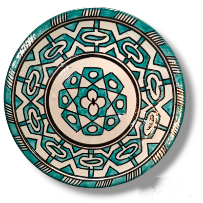 6 dinner plates green and white dinner set ,handmade and hand painted