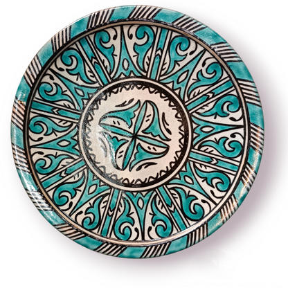 6 dinner plates green and white dinner set ,handmade and hand painted