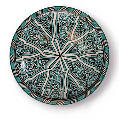 6 dinner plates green and white dinner set ,handmade and hand painted