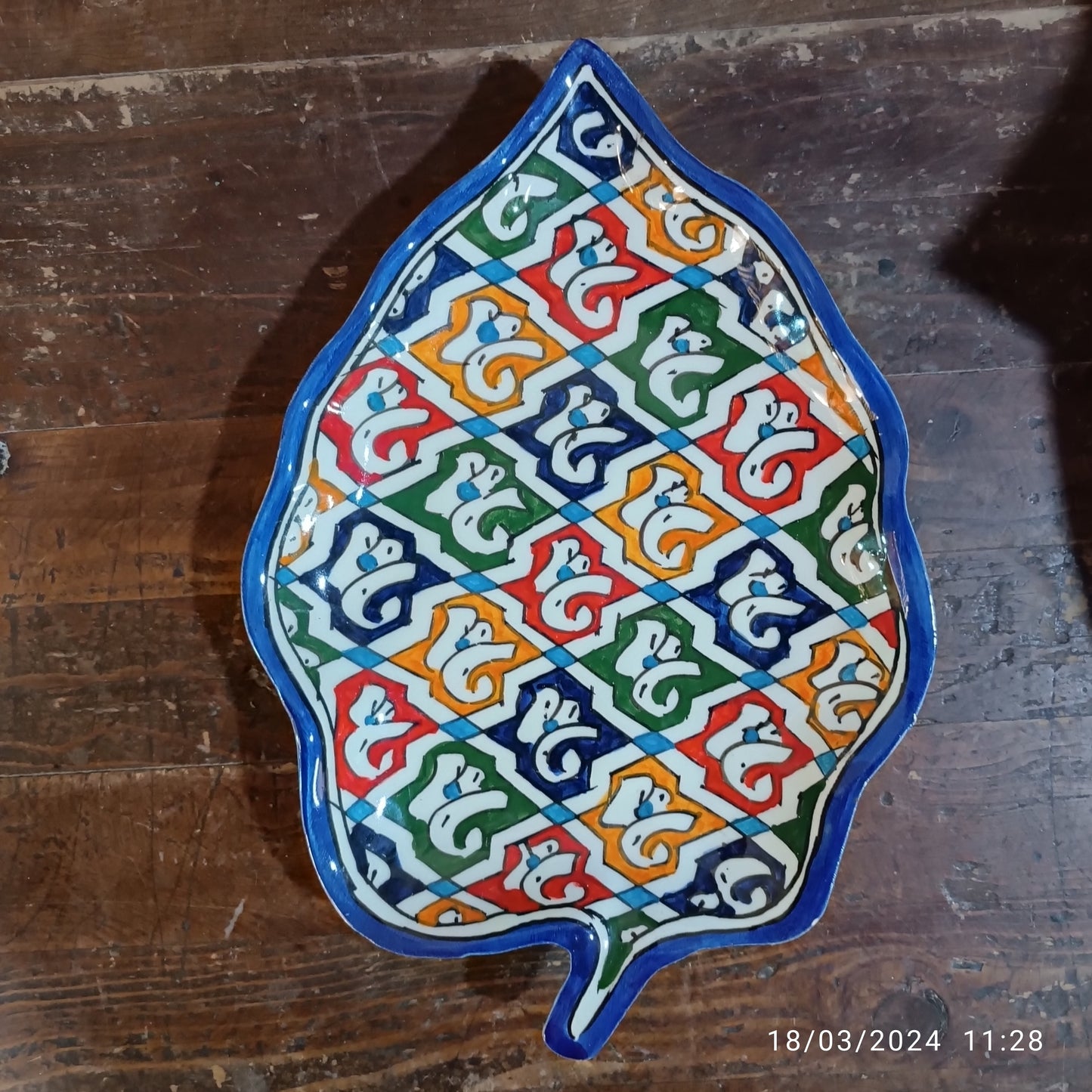 Moroccan plates Leaf-Shaped Ceramic Plate – Traditional Fez Pottery Wall Decor