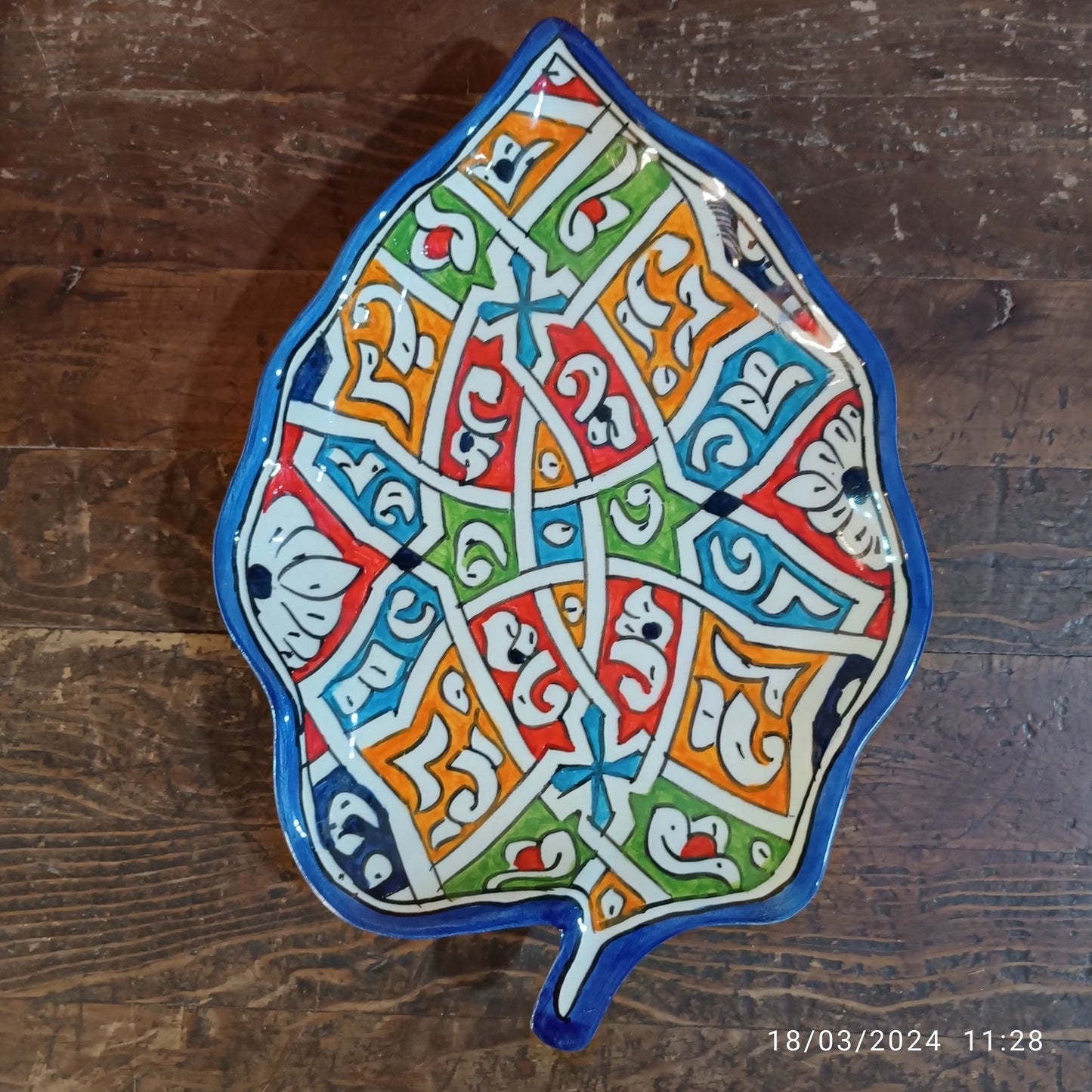 Moroccan plates Leaf-Shaped Ceramic Plate – Traditional Fez Pottery Wall Decor