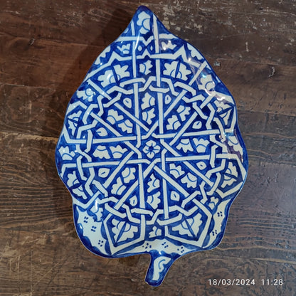 Moroccan plates Leaf-Shaped Ceramic Plate – Traditional Fez Pottery Wall Decor