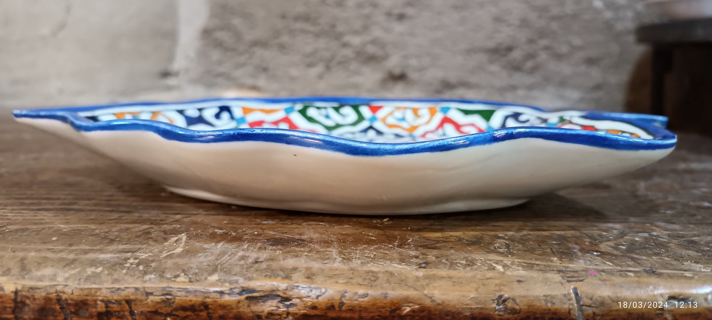 Moroccan plates Leaf-Shaped Ceramic Plate – Traditional Fez Pottery Wall Decor