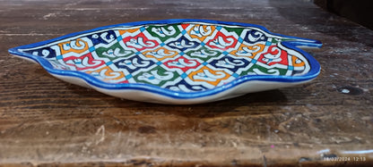 Moroccan plates Leaf-Shaped Ceramic Plate – Traditional Fez Pottery Wall Decor