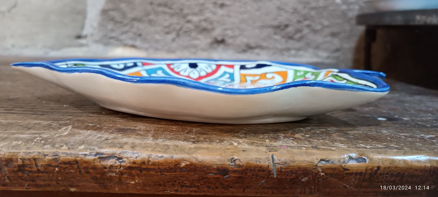Moroccan plates Leaf-Shaped Ceramic Plate – Traditional Fez Pottery Wall Decor