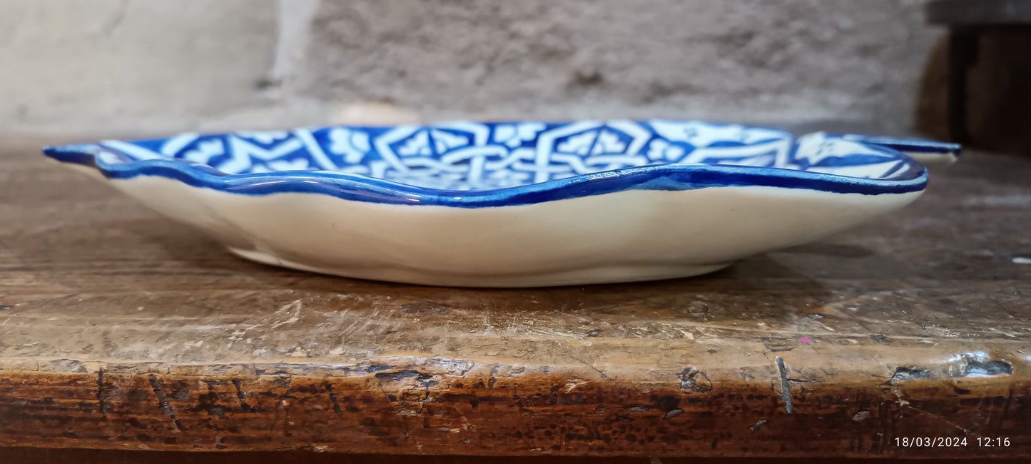 Moroccan plates Leaf-Shaped Ceramic Plate – Traditional Fez Pottery Wall Decor
