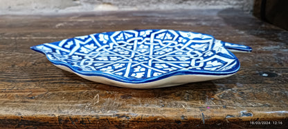 Moroccan plates Leaf-Shaped Ceramic Plate – Traditional Fez Pottery Wall Decor