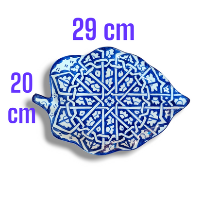 Moroccan plates Leaf-Shaped Ceramic Plate – Traditional Fez Pottery Wall Decor