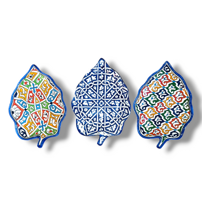 Moroccan plates Leaf-Shaped Ceramic Plate – Traditional Fez Pottery Wall Decor