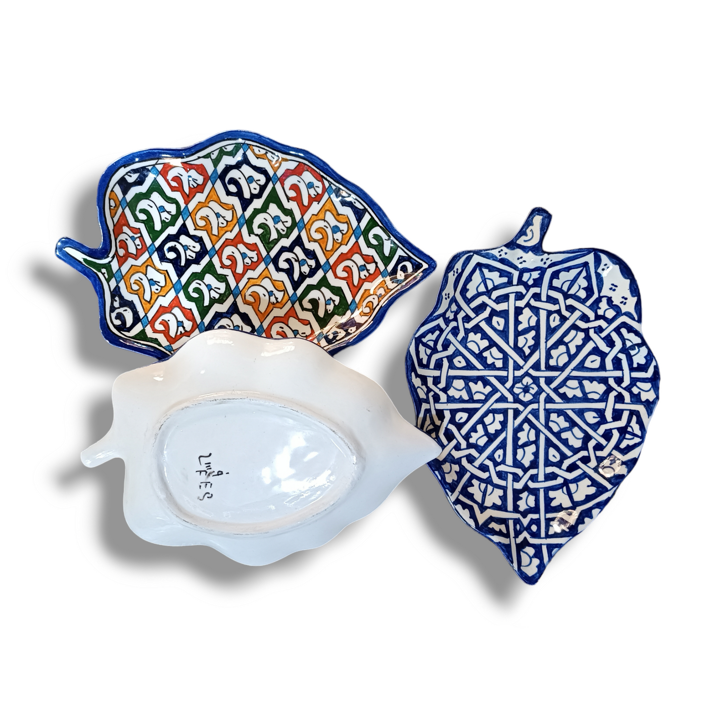 Moroccan plates Leaf-Shaped Ceramic Plate – Traditional Fez Pottery Wall Decor