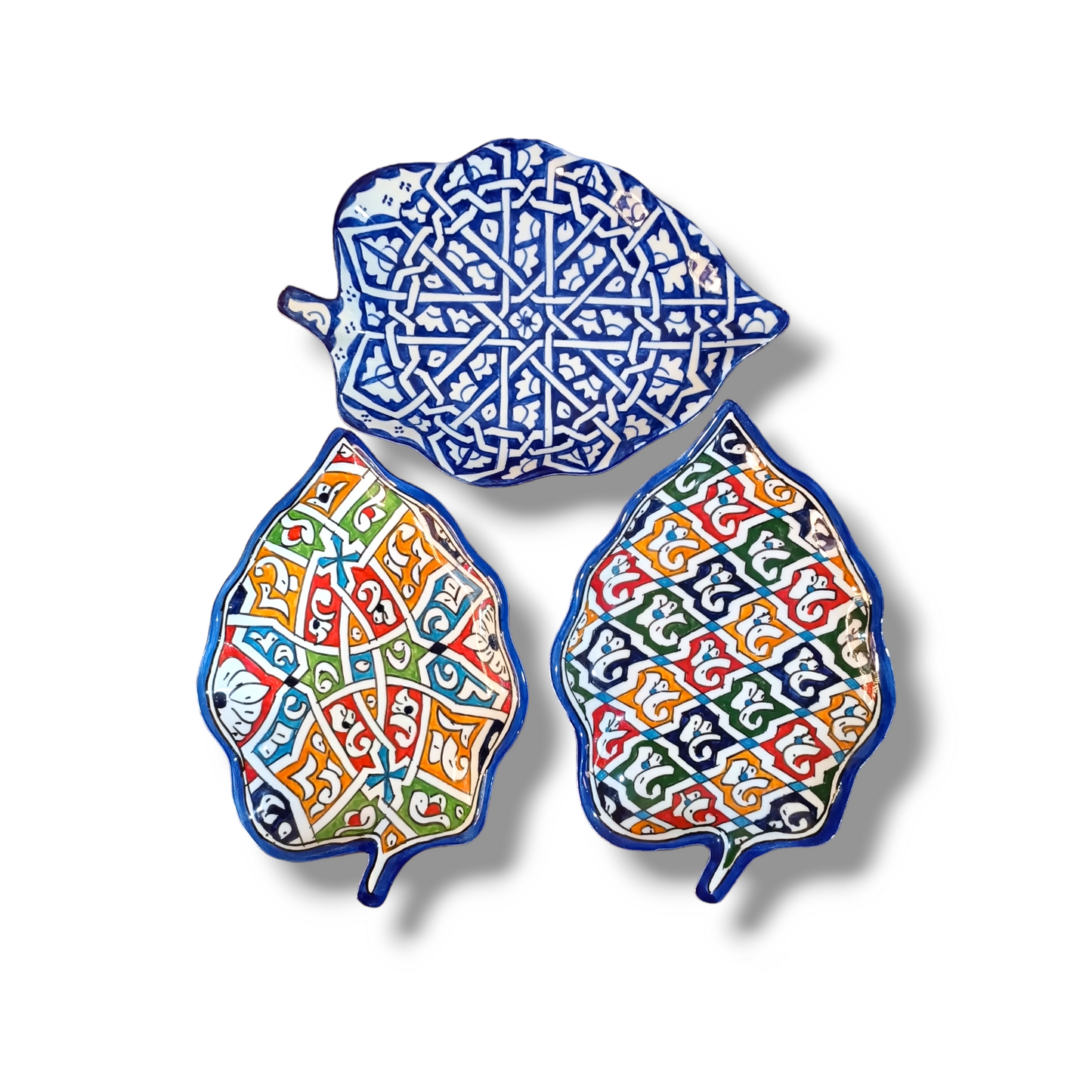 Moroccan plates Leaf-Shaped Ceramic Plate – Traditional Fez Pottery Wall Decor