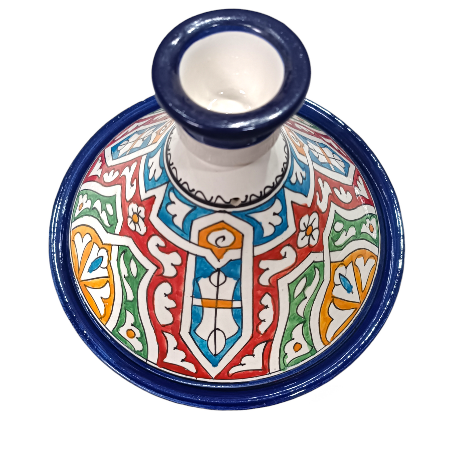 Hand-Painted Moroccan Tagine – 30cm Wide – White Clay – Dishwasher & Microwave Safe