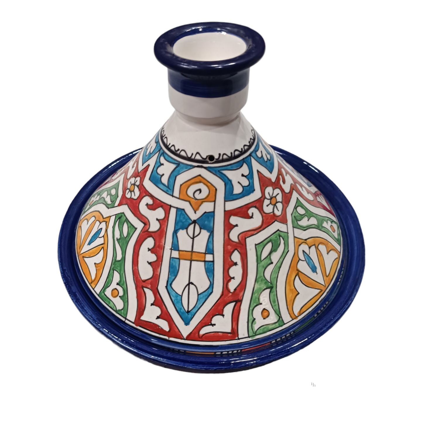 Hand-Painted Moroccan Tagine – 30cm Wide – White Clay – Dishwasher & Microwave Safe