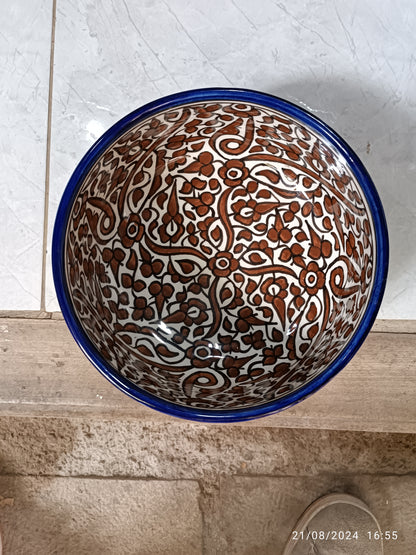 Handmade Moroccan Floral Ceramic Bowls – Hand Painted Serving Bowls from Fez, Morocco