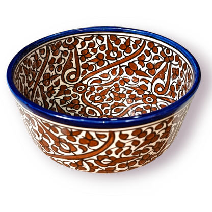 Handmade Moroccan Floral Ceramic Bowls – Hand Painted Serving Bowls from Fez, Morocco