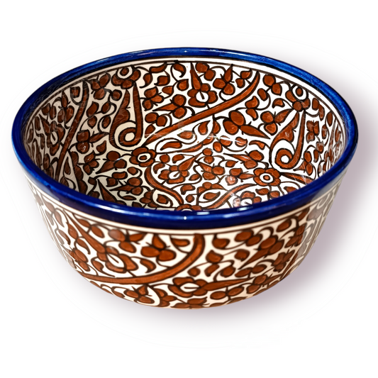 Handmade Moroccan Floral Ceramic Bowls – Hand Painted Serving Bowls from Fez, Morocco