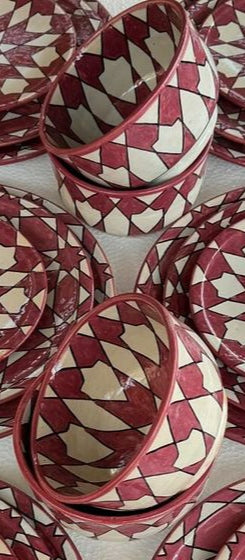 Exquisite Handmade Moroccan Pink Dinner Set: Hand-Painted, Wood-Fired Artistry 24 pieces