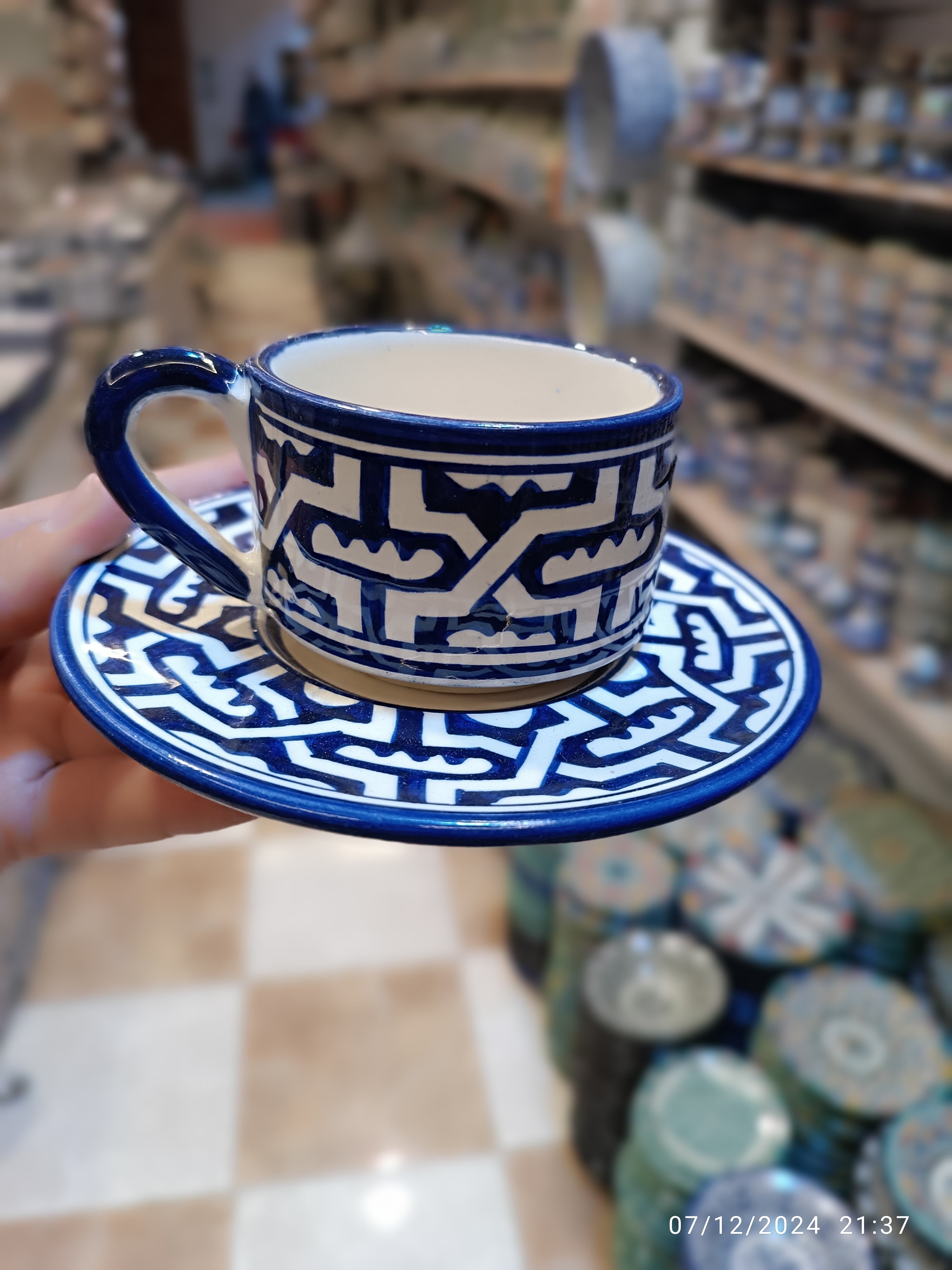 6 Coffee cups handmade pottery and hand-painted – Moroccan Fez pottery