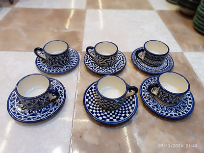6 Coffee cups handmade pottery and hand-painted