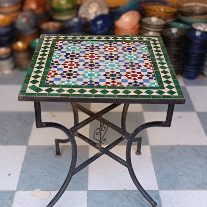 Mosaic Table for Patio & Garden – Portable Ceramic Table for Indoor & Outdoor Use