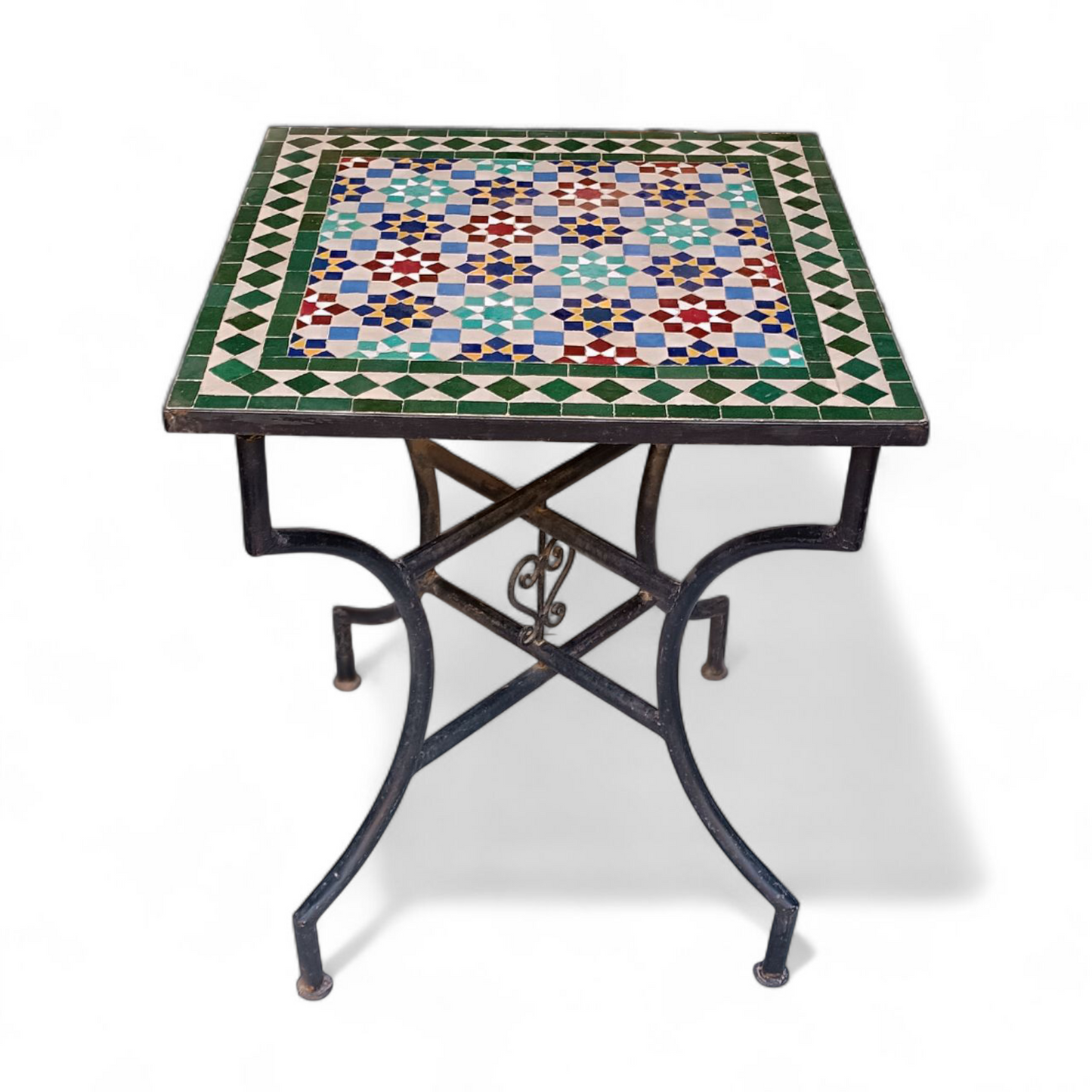 Mosaic Table for Patio & Garden – Portable Ceramic Table for Indoor & Outdoor Use