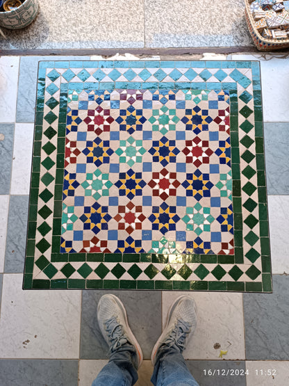 Mosaic Table for Patio & Garden – Portable Ceramic Table for Indoor & Outdoor Use
