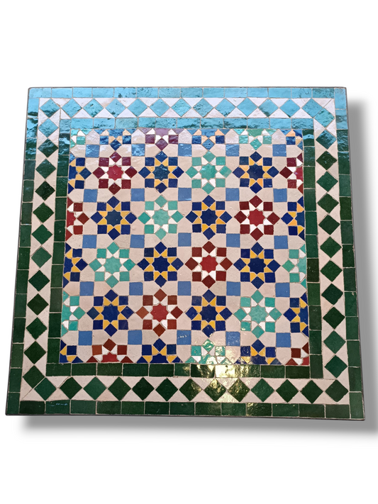 Mosaic Table for Patio & Garden – Portable Ceramic Table for Indoor & Outdoor Use
