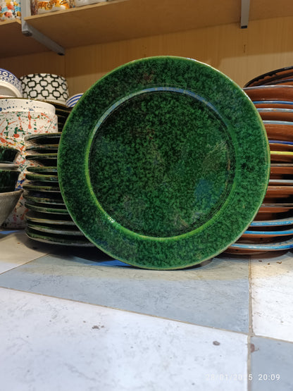 Green Pottery Serving Plate Set, Set of 6 Serving Plates for Dinner or Lunch (6 Plates )