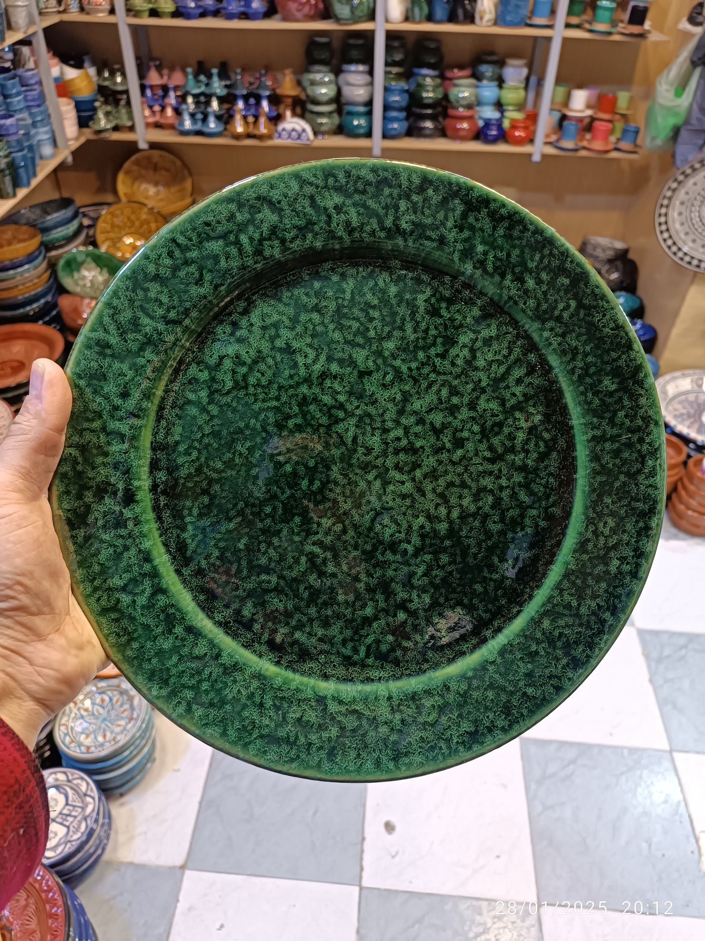 Green Pottery Serving Plate Set, Set of 6 Serving Plates for Dinner or Lunch (6 Plates )