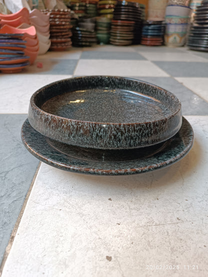 Black Moroccan plates | Fez Pottery Dining Sets