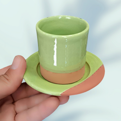 Coffee cups handmade pottery and hand painted fez pottery