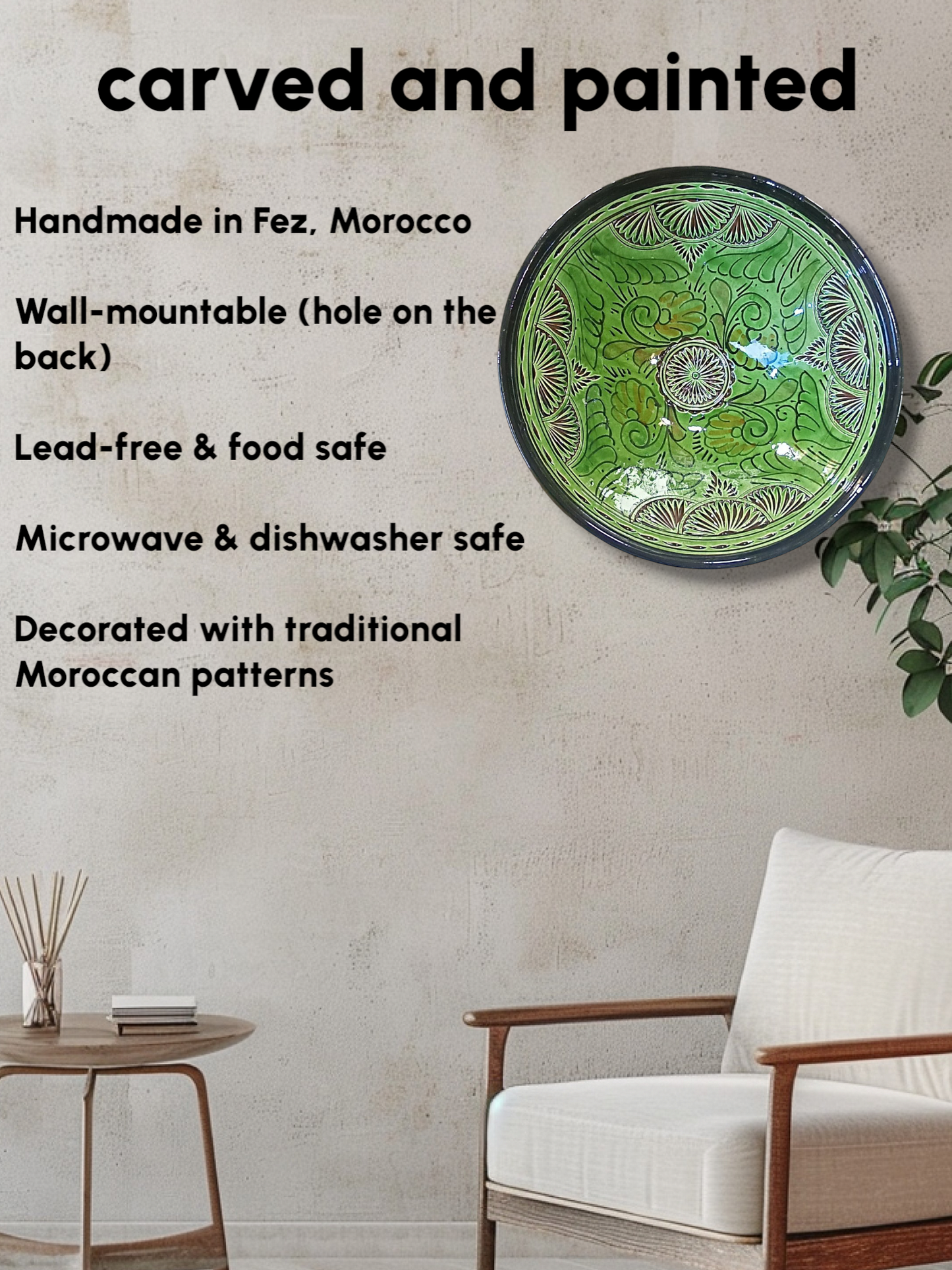 Traditional Moroccan Pottery Set - Handmade 7 bowls