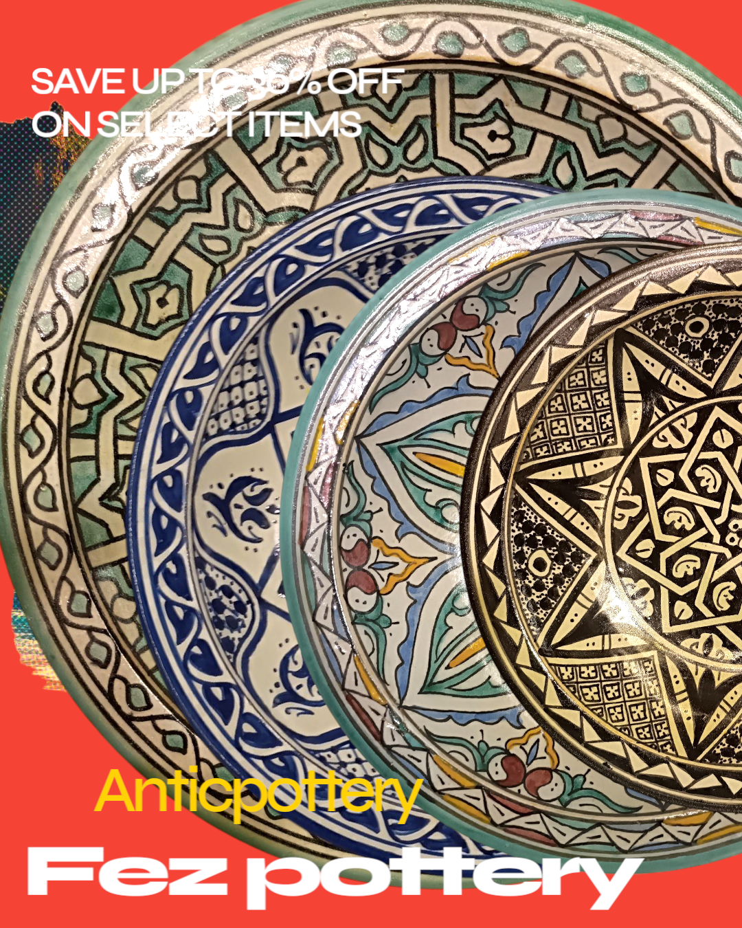 Hand-Painted Fez Dinner Plate – 30 cm