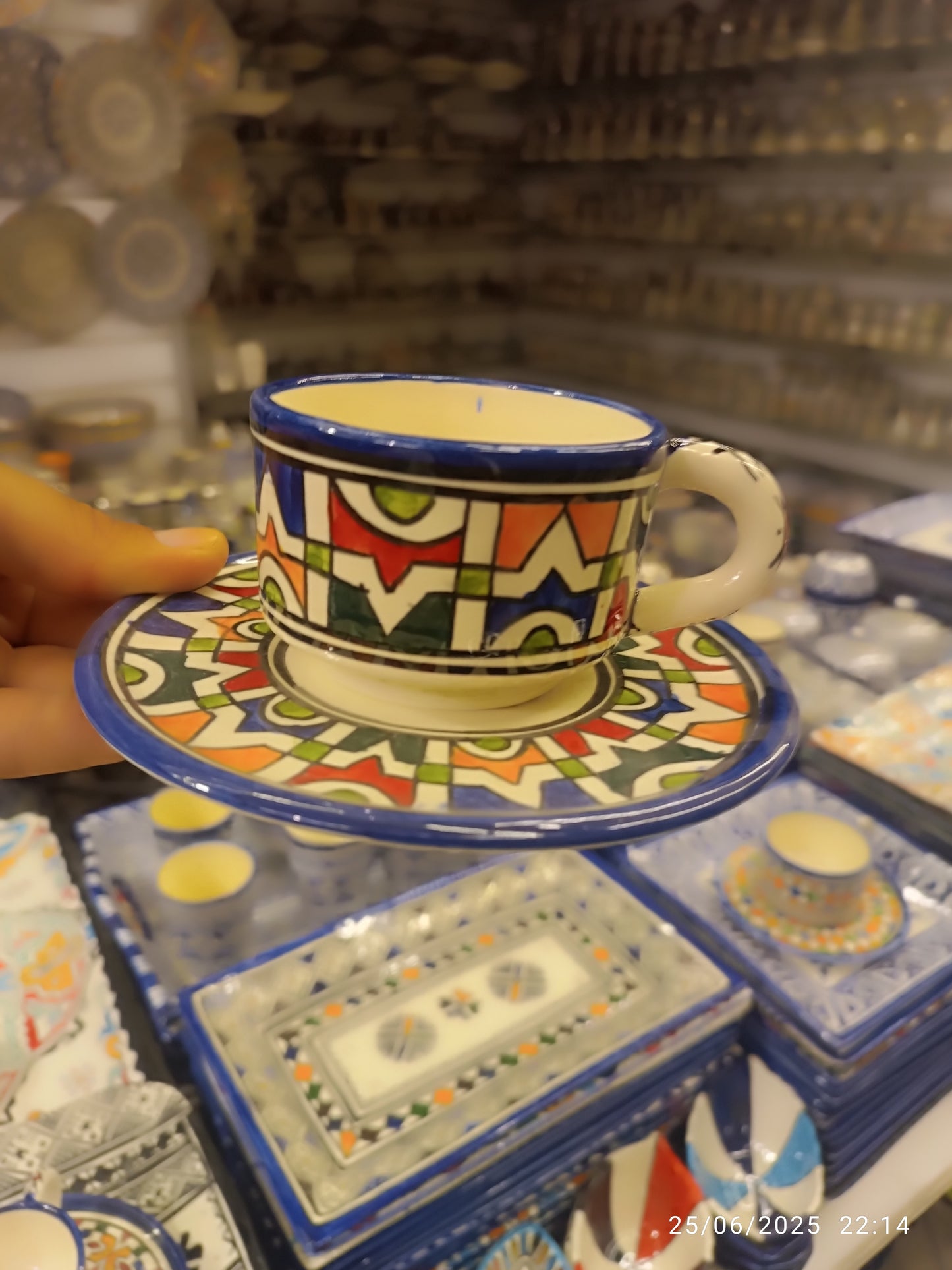 6 Coffee cups handmade pottery and hand-painted 6 different design