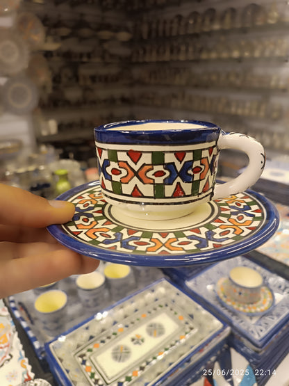 6 Coffee cups handmade pottery and hand-painted 6 different design