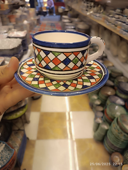 6 Coffee cups handmade pottery and hand-painted 6 different design