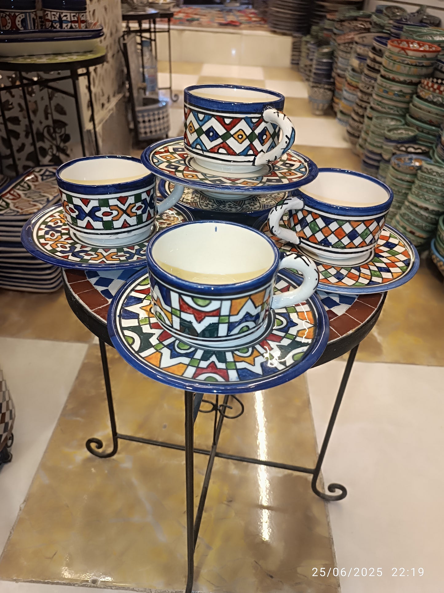 6 Coffee cups handmade pottery and hand-painted 6 different design