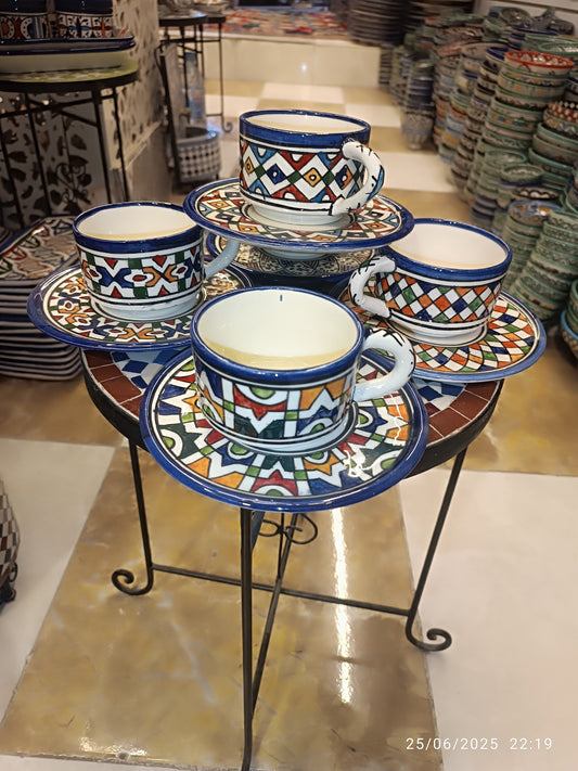 6 Coffee cups handmade pottery and hand-painted 6 different design