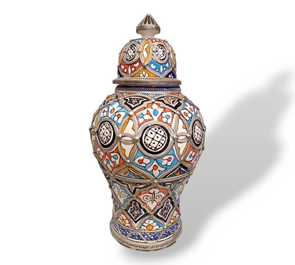 Traditional Vase from Moroccan Fassi Heritage – Handcrafted with Silver Nickel Inlay