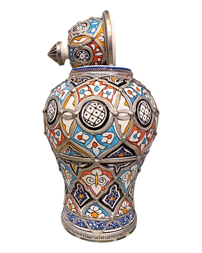 Traditional Vase from Moroccan Fassi Heritage – Handcrafted with Silver Nickel Inlay