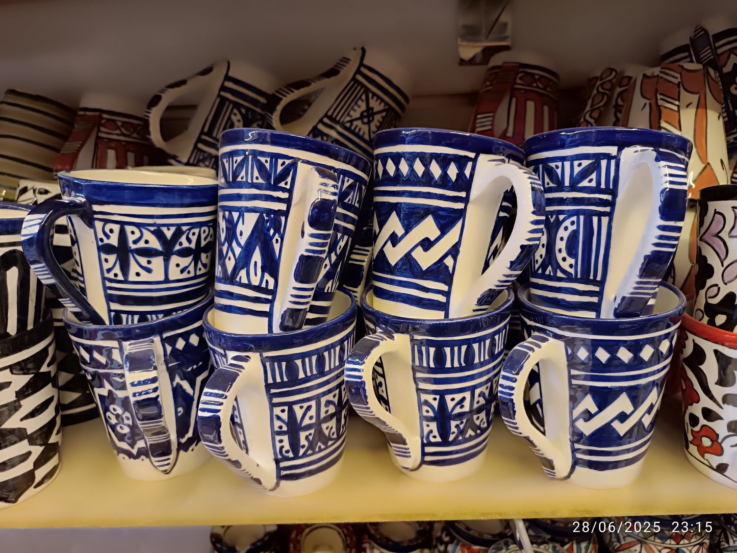 6 large mugs handmade and hand-painted Fes mugs