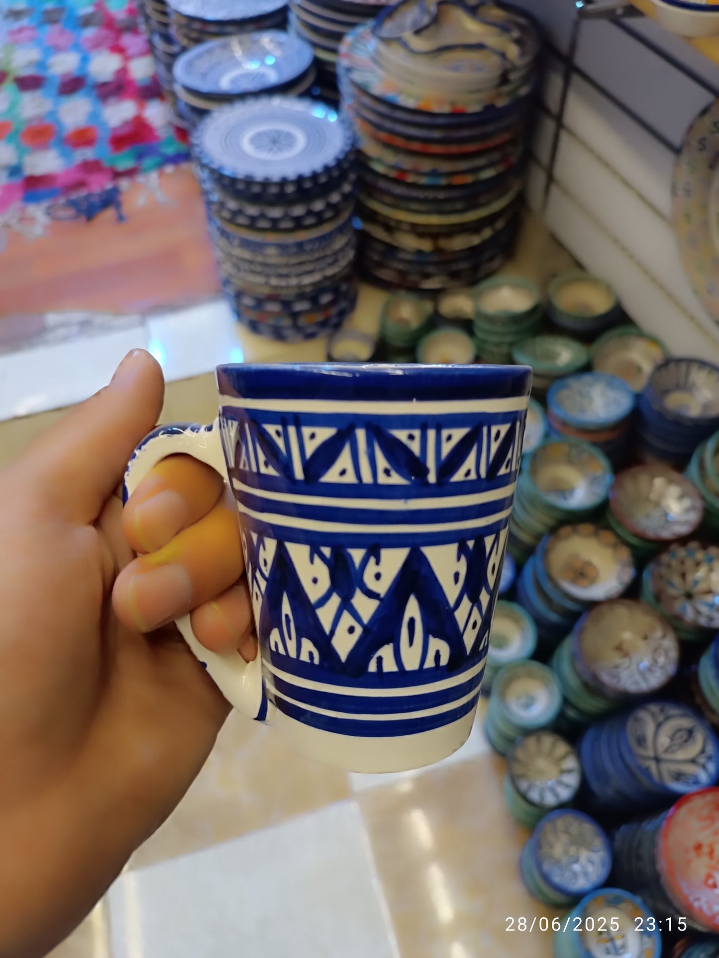 6 large mugs handmade and hand-painted Fes mugs