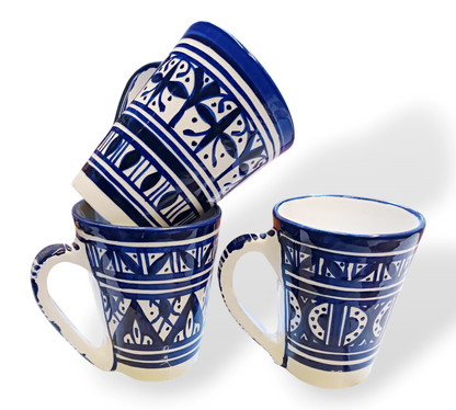 6 large mugs handmade and hand-painted Fes mugs