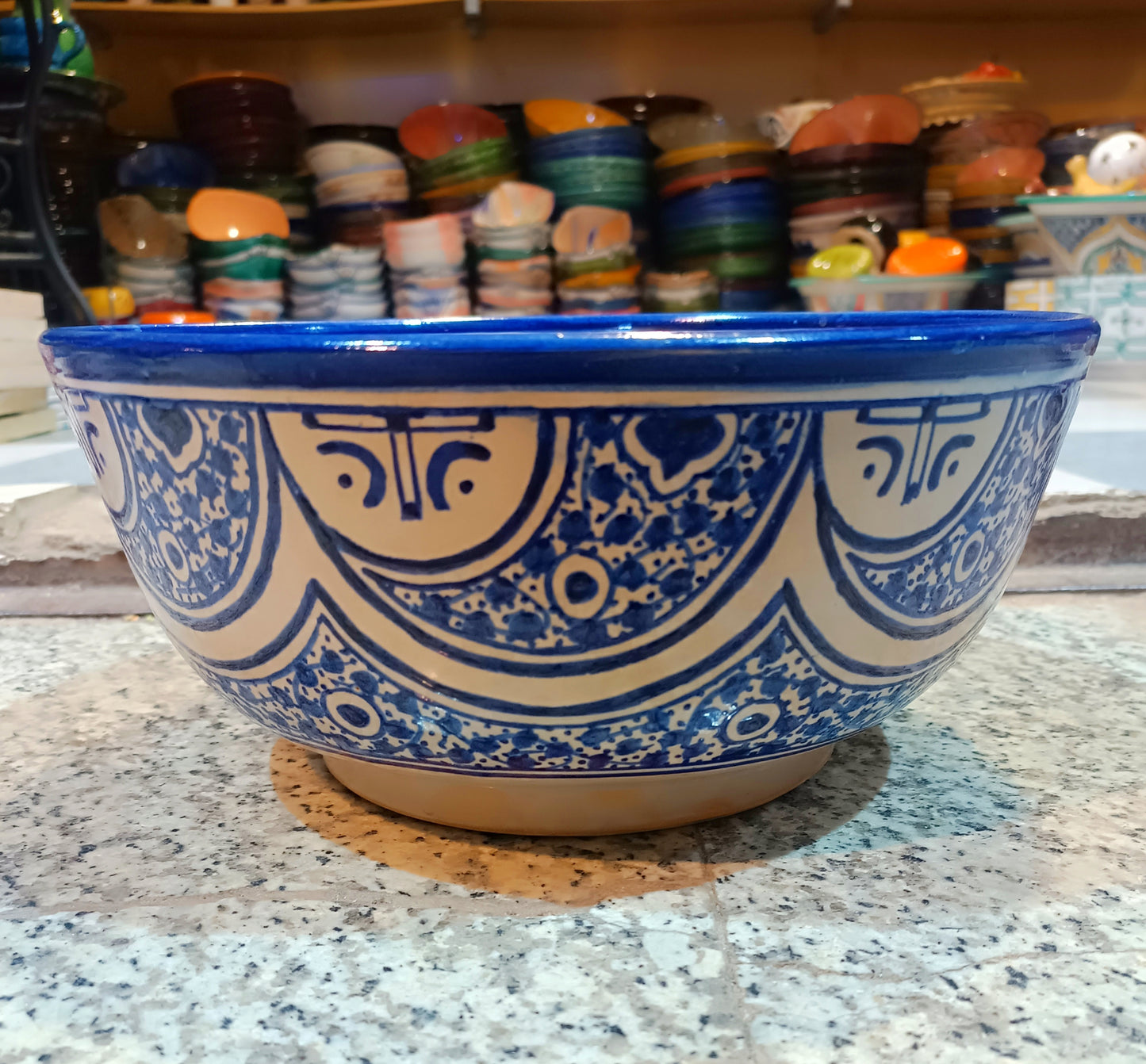 Larg salad bowl handmade and hand painted original from fez Morocco