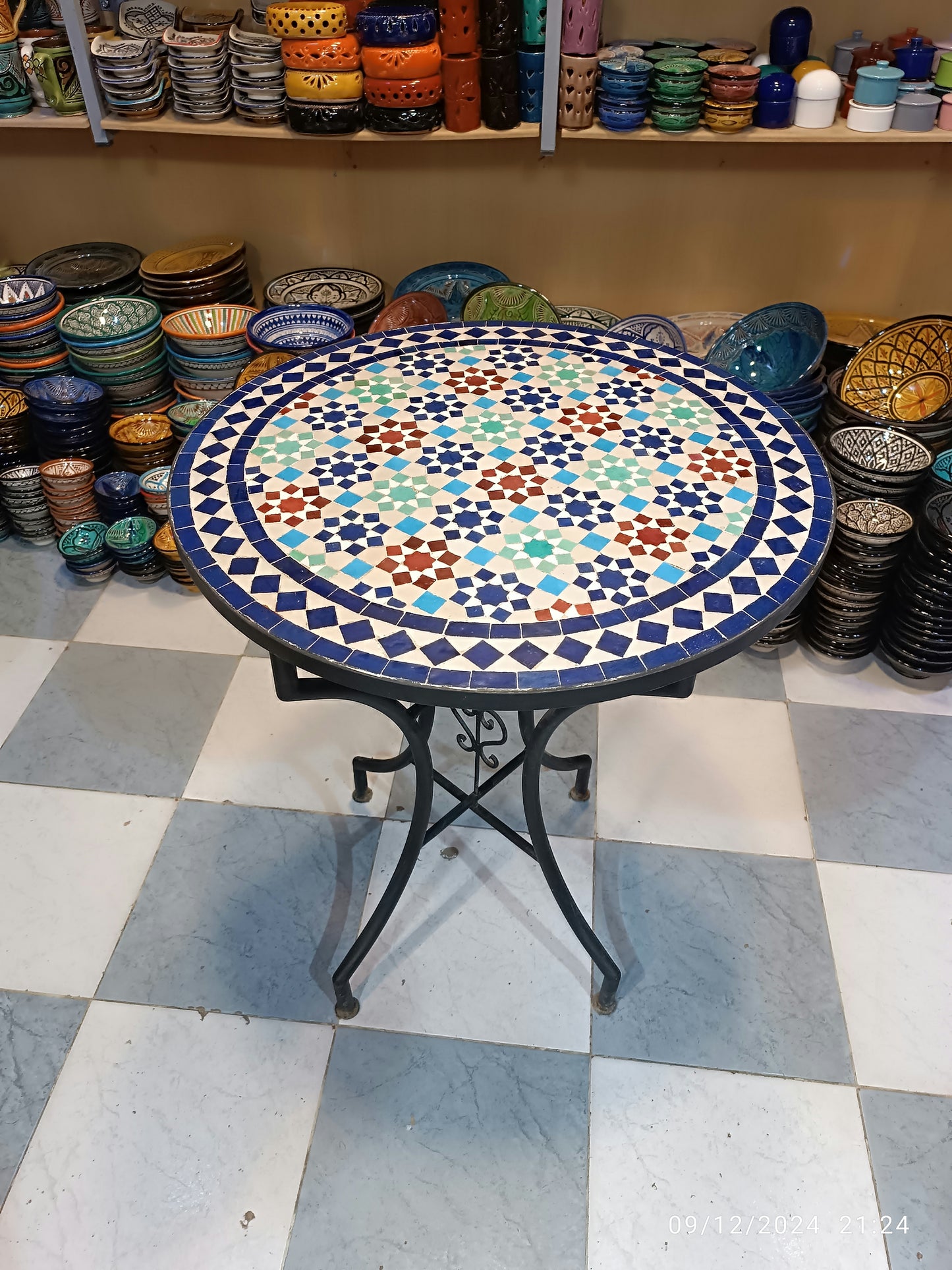 Handmade Moroccan Mosaic Table: multicolore Elegance from fez