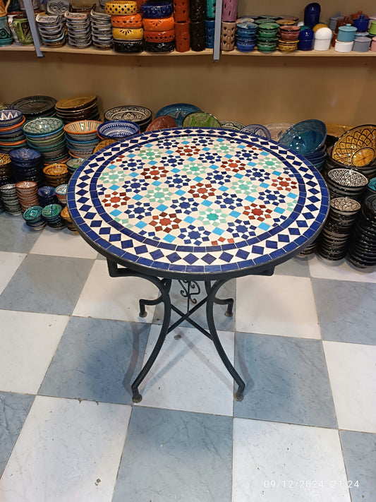 Handmade Moroccan Mosaic Table: multicolore Elegance from fez